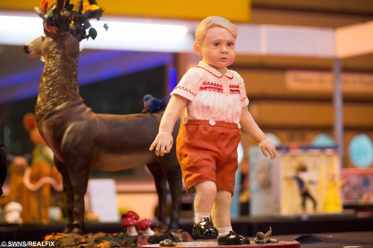A baby George cake on display at the Cake International show at the NEC, Birmingham. November 6 2015. See NTI story NTICAKE.